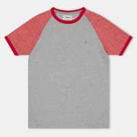 Farah Unisex Kids' Injection Slub Ringer Short Sleeve T-Shirt Сиво 