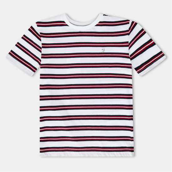 Farah Unisex Kids' Tobago Stripe Short Sleeve T-Shirt Бяло 