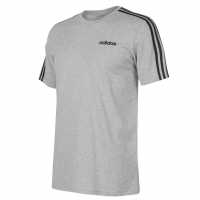 Adidas Мъжка Риза Essentials 3-Stripes T-Shirt Mens MedGrey/White Мъжко облекло за едри хора