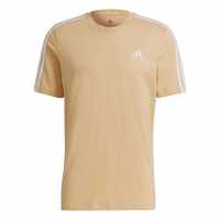 Adidas Мъжка Риза Essentials 3-Stripes T-Shirt Mens Beige/White Мъжко облекло за едри хора