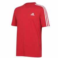 Adidas Мъжка Риза Essentials 3-Stripes T-Shirt Mens Red/White Мъжко облекло за едри хора