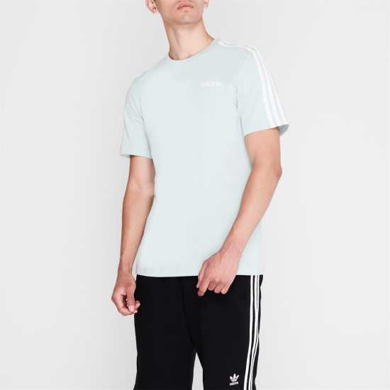 Adidas Мъжка Тениска 3 Stripe Essential T Shirt Mens Green Spark Мъжко облекло за едри хора