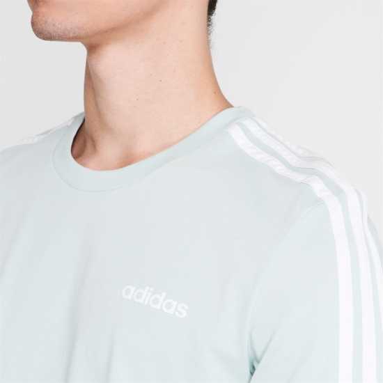 Adidas Мъжка Тениска 3 Stripe Essential T Shirt Mens Green Spark Мъжко облекло за едри хора