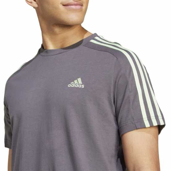 Adidas Мъжка Тениска 3 Stripe Essential T Shirt Mens Mint/White Мъжко облекло за едри хора