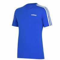 Adidas Мъжка Риза Essentials 3-Stripes T-Shirt Mens Crew Blue/White Мъжко облекло за едри хора