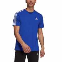Adidas Мъжка Риза Essentials 3-Stripes T-Shirt Mens Bold Blue/White Мъжко облекло за едри хора