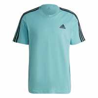 Adidas Мъжка Риза Essentials 3-Stripes T-Shirt Mens Mint/Black Мъжко облекло за едри хора