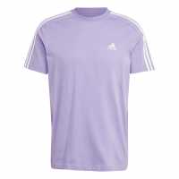 Adidas Мъжка Риза Essentials 3-Stripes T-Shirt Mens Violet/White Мъжко облекло за едри хора