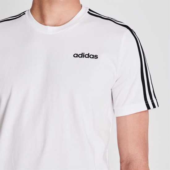 Adidas Мъжка Риза Essentials 3-Stripes T-Shirt Mens Бяло/Черно Мъжко облекло за едри хора