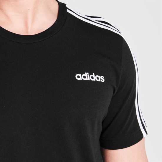 Adidas Мъжка Риза Essentials 3-Stripes T-Shirt Mens Черно/Бяло Мъжко облекло за едри хора