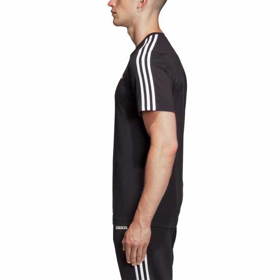 Adidas Мъжка Риза Essentials 3-Stripes T-Shirt Mens Черно/Бяло Мъжко облекло за едри хора