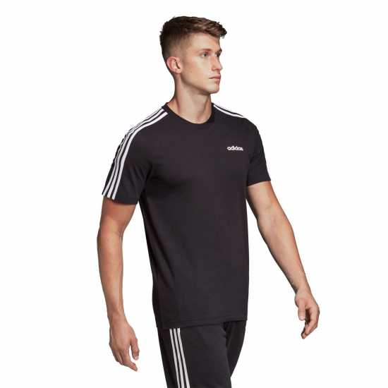Adidas Мъжка Риза Essentials 3-Stripes T-Shirt Mens Черно/Бяло Мъжко облекло за едри хора