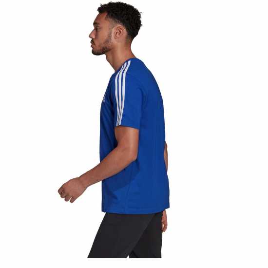 Adidas Мъжка Риза Essentials 3-Stripes T-Shirt Mens Blue/White Мъжко облекло за едри хора