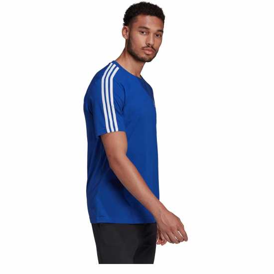 Adidas Мъжка Риза Essentials 3-Stripes T-Shirt Mens Blue/White Мъжко облекло за едри хора