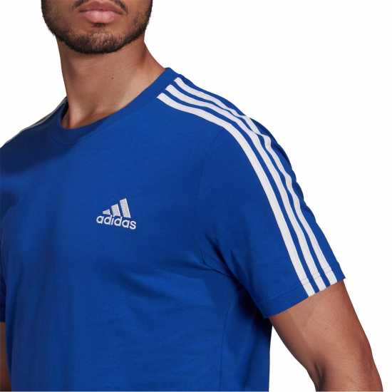 Adidas Мъжка Риза Essentials 3-Stripes T-Shirt Mens Blue/White Мъжко облекло за едри хора