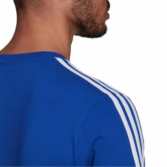 Adidas Мъжка Риза Essentials 3-Stripes T-Shirt Mens Blue/White Мъжко облекло за едри хора