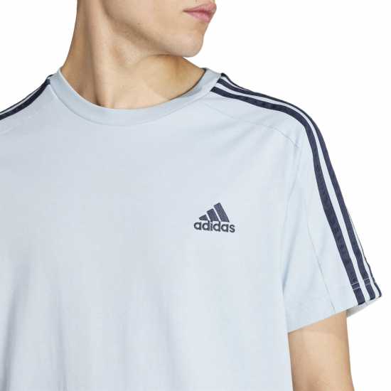 Adidas Мъжка Риза Essentials 3-Stripes T-Shirt Mens Wonder Blue Мъжко облекло за едри хора