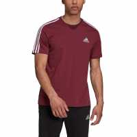 Adidas Мъжка Риза Essentials 3-Stripes T-Shirt Mens Victory Crimson Мъжко облекло за едри хора