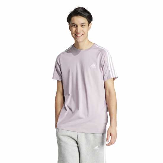 Adidas Мъжка Риза Essentials 3-Stripes T-Shirt Mens Preloved Fig Мъжко облекло за едри хора