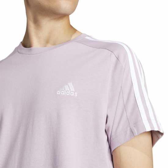 Adidas Мъжка Риза Essentials 3-Stripes T-Shirt Mens Preloved Fig Мъжко облекло за едри хора