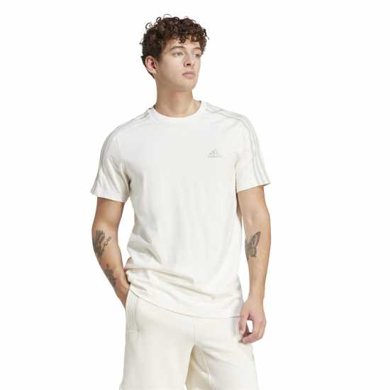 Adidas Мъжка Риза Essentials 3-Stripes T-Shirt Mens Off White Мъжко облекло за едри хора