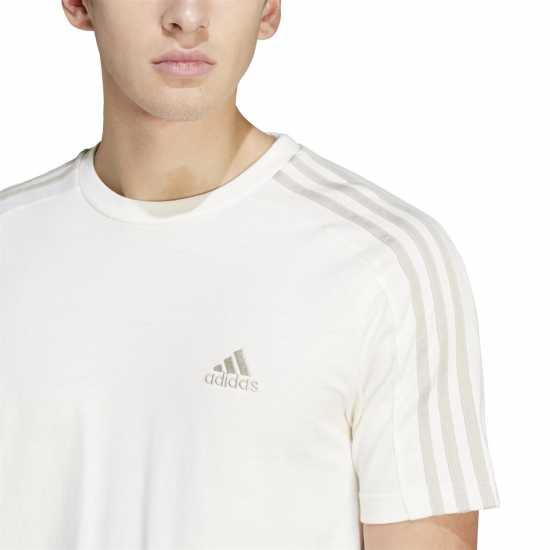 Adidas Мъжка Риза Essentials 3-Stripes T-Shirt Mens Off White Мъжко облекло за едри хора