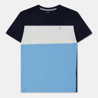 Farah Unisex Kids' Colourblock Short Sleeve T-Shirt Blue 