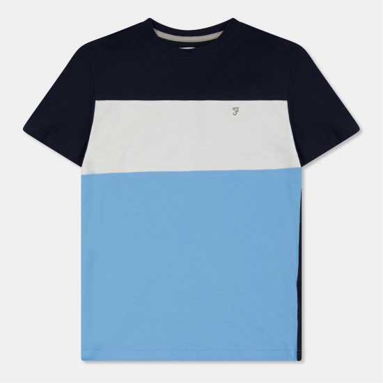 Farah Unisex Kids' Colourblock Short Sleeve T-Shirt Blue 