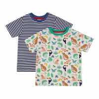 Lilly And Sid & Sid Multicoloured Animal Safari And Stripe Print T-Shirt - 2 Pack  