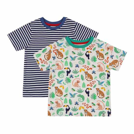 Lilly And Sid & Sid Multicoloured Animal Safari And Stripe Print T-Shirt - 2 Pack  