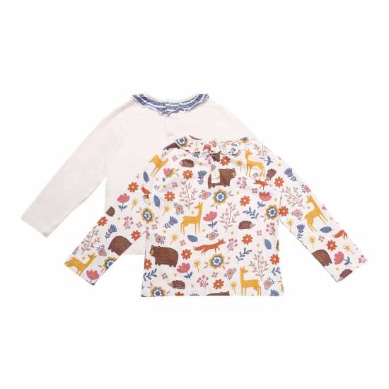 & Sid Multicoloured Animal Forest Print And Plain Top - 2 Pack  