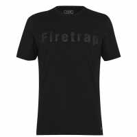 Firetrap Мъжка Тениска Large Logo T Shirt Mens Черно Мъжко облекло за едри хора