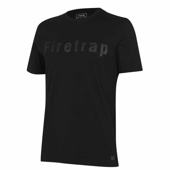 Firetrap Мъжка Тениска Large Logo T Shirt Mens Black Мъжко облекло за едри хора