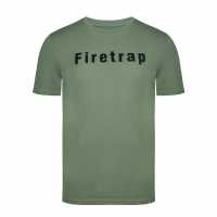 Firetrap Мъжка Тениска Large Logo T Shirt Mens Хаки Мъжко облекло за едри хора