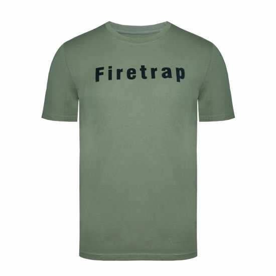 Firetrap Мъжка Тениска Large Logo T Shirt Mens Khaki Мъжко облекло за едри хора