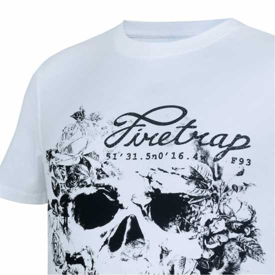 Firetrap Мъжка Тениска Large Logo T Shirt Mens White Skull Мъжко облекло за едри хора