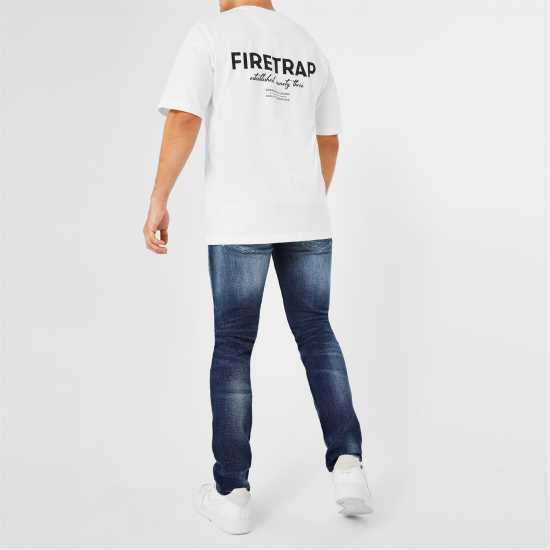 Firetrap Мъжка Тениска Large Logo T Shirt Mens Off White Мъжко облекло за едри хора