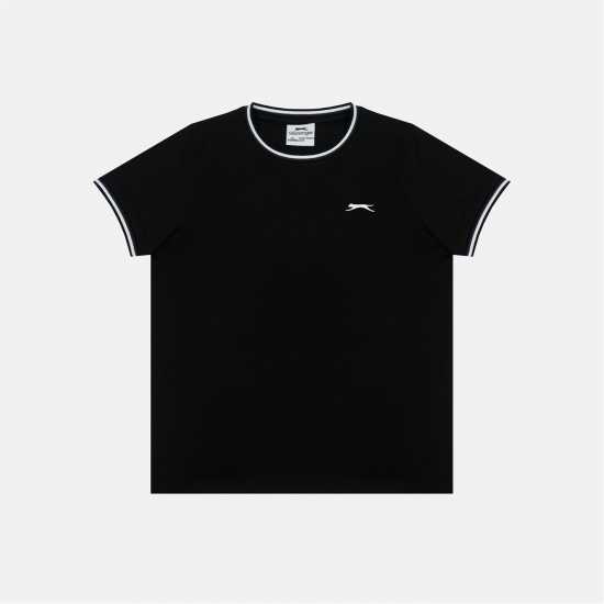 Детски тениски и фланелки Slazenger Tipped T-Shirt Jn61 Black Slazenger Tipped T-Shirt Jn61 Black Детски тениски и фланелки