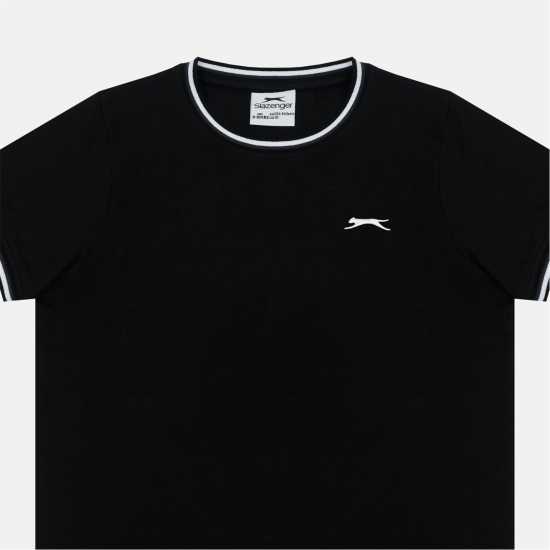 Детски тениски и фланелки Slazenger Tipped T-Shirt Jn61 Black Slazenger Tipped T-Shirt Jn61 Black Детски тениски и фланелки