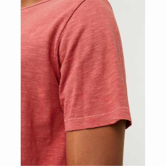 Jack And Jones Regular Fit Split Neck T-Shirt Червена Охра 