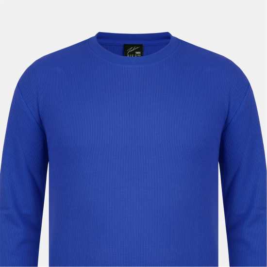 Fabric Regular Fit Waffle T-Shirt Синьо Fabric Regular Fit Waffle T-Shirt Синьо