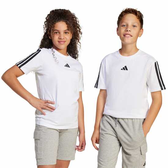 Adidas 3 Stripe Essentials T-Shirt Junior Бяло/Черно Детски тениски и фланелки