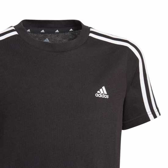 Adidas 3 Stripe Essentials T-Shirt Junior Черно/Бяло Детски тениски и фланелки