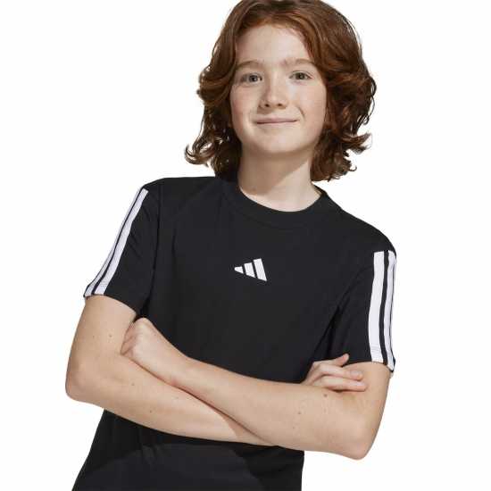 Adidas 3 Stripe Essentials T-Shirt Junior Черно/Бяло Детски тениски и фланелки
