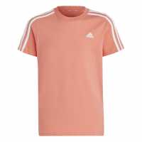 Adidas Stripe Essentials T-Shirt Junior Coral/White Детски тениски и фланелки