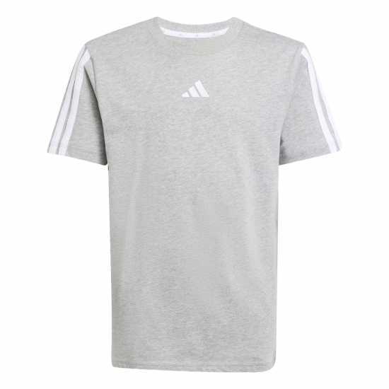 Adidas 3 Stripe Essentials T-Shirt Junior Сиво/Бяло Adidas 3 Stripe Essentials T-Shirt Junior Сиво/Бяло