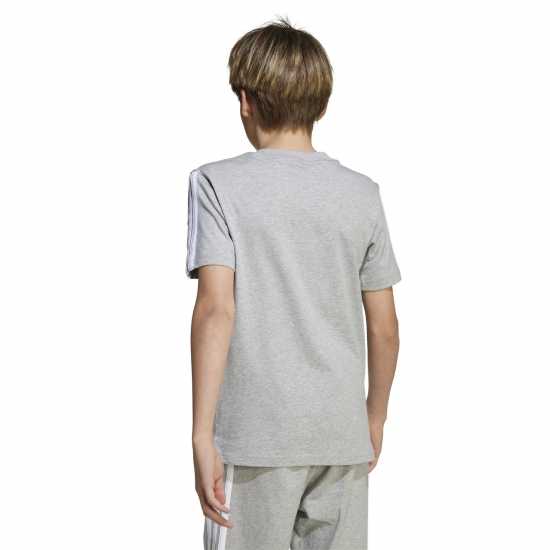 Adidas 3 Stripe Essentials T-Shirt Junior Сиво/Бяло Adidas 3 Stripe Essentials T-Shirt Junior Сиво/Бяло