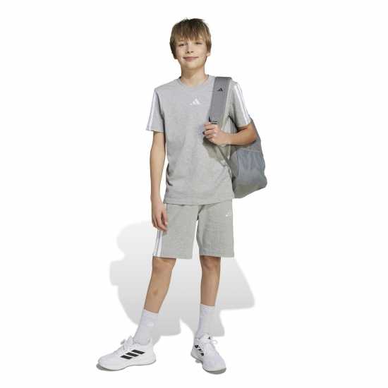 Adidas 3 Stripe Essentials T-Shirt Junior Сиво/Бяло Adidas 3 Stripe Essentials T-Shirt Junior Сиво/Бяло