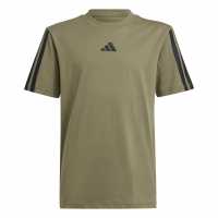 Adidas 3 Stripe Essentials T-Shirt Junior Олива Страта Детски тениски и фланелки