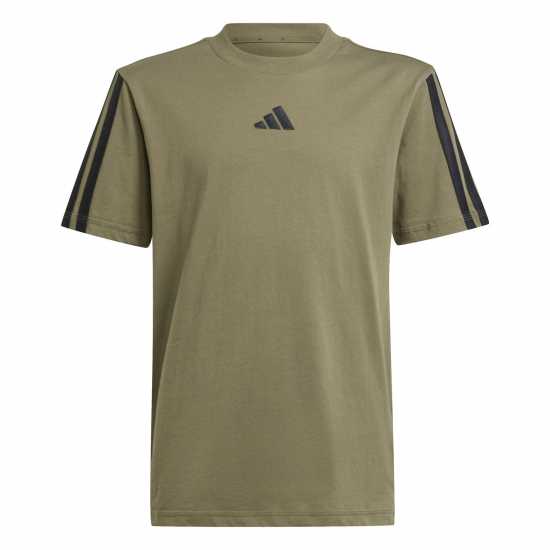 Детски тениски и фланелки Adidas 3 Stripe Essentials T-Shirt Junior Олива Страта Adidas 3 Stripe Essentials T-Shirt Junior Олива Страта Детски тениски и фланелки